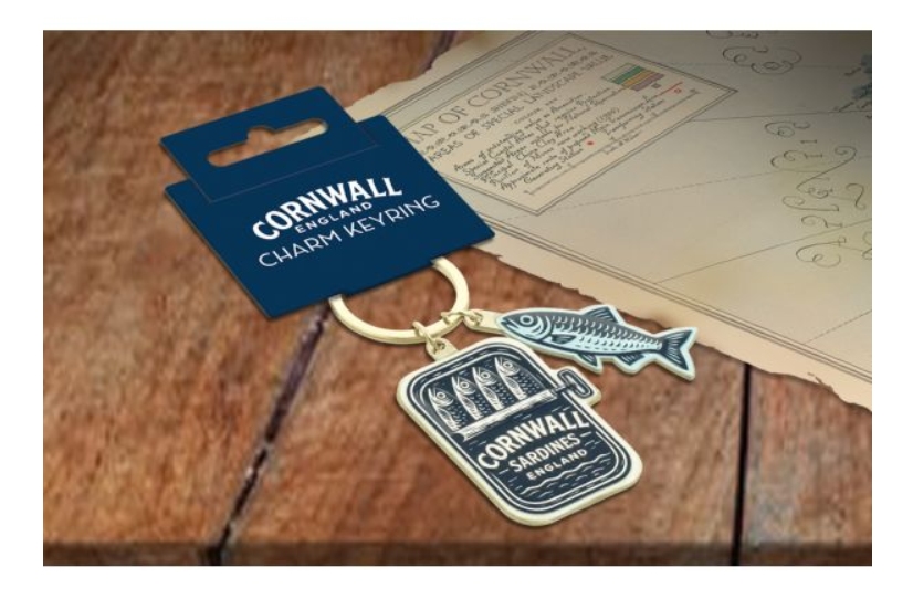 Cornwall Sardines Metal Keyring