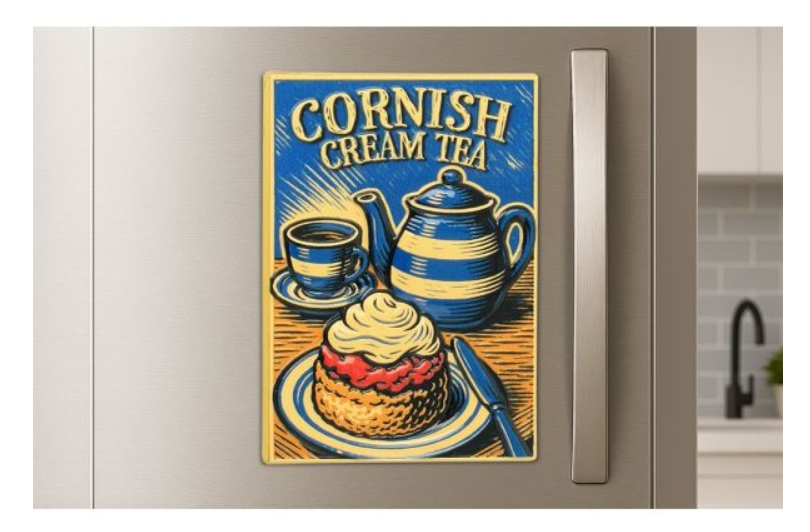 Cornwall Cream Tea Cast Metal Magnet