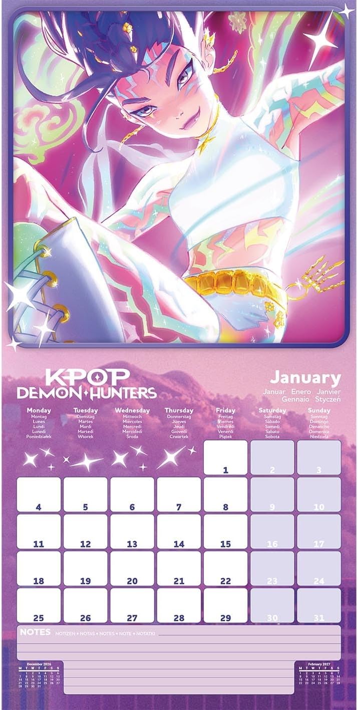 K-POP DEMON HUNTERS 2027 Square Wall Calendar 30x30cm - Image 3