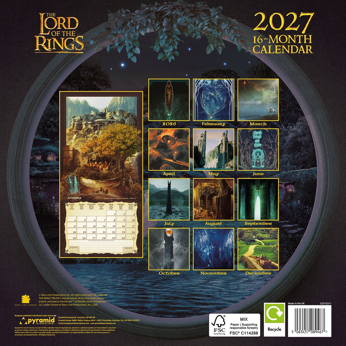 LORD OF THE RINGS 2027 30X30 SQUARE CALENDAR - Image 2