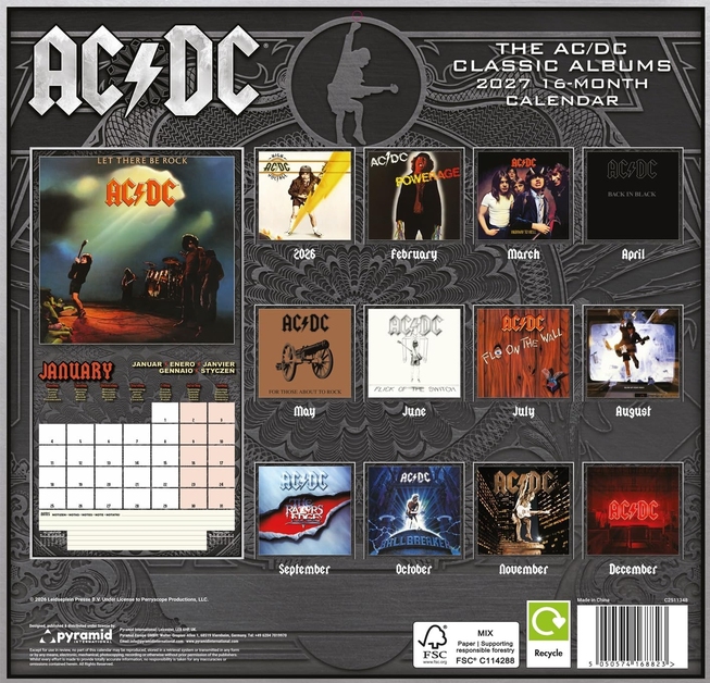AC/DC (ALBUMS) 2027 30x30 SQUARE CALENDAR - Image 2